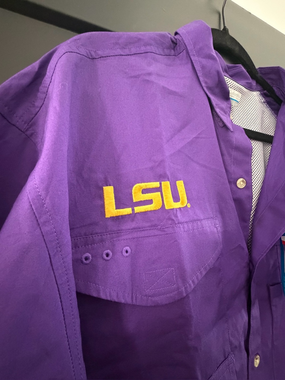 Columbia PFG LSU Tigers College Shirt Mens Large Button-Up Louisiana University